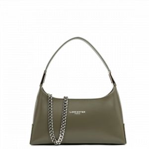 Lancaster Petit sac à main kaki fumé en cuir