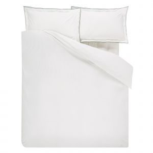 Designers Guild Housse de couette unie en percale de coton, ASTOR FOREST SAGE Blanc