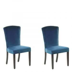 Beliani Lot de 2 chaises en velours bleu PISECO