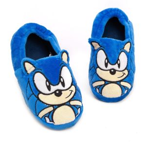 Sonic the hérisson pantoufles enfants peluche visage brodé 3d chaussures 28