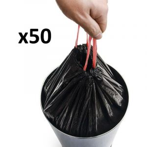 Kitchen Move Lot de 10 sacs poubelles 50L pour poubelles hautes avec lien coulissant
