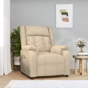 VidaXL Fauteuil de massage inclinable Crème Tissu - Cream