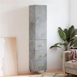 VidaXL Buffet Haut, Armoire de Rangement avec Pieds, Meuble de Rangement, Organisateur Salon Salle de Séjour, Moderne, Gris Béton Bois d'Ingénierie