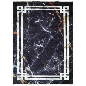 Thedecofactory MARBLE ARCH - Tapis extra-doux effet marbre noir bleuté 120x170