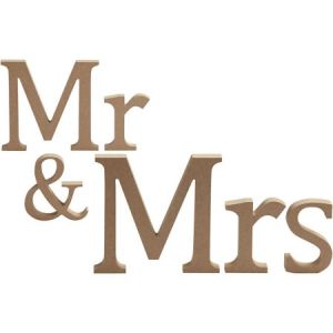 Creotime Lettres en bois - Mr - Mrs - 13 x 1,5 cm