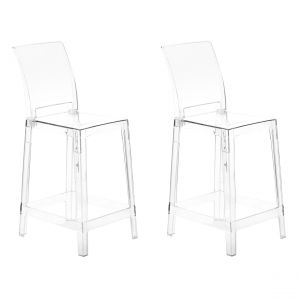 Beliani Lot de 2 chaises de bar transparentes WELLINGTON
