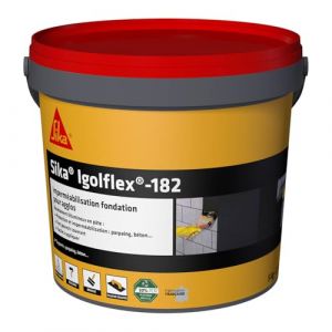 Sika Revêtement bitumineux en pâte Igolflex-182, Noir - Pour l'imperméabilisation et la protection des murs de fondations - Prêt à l'emploi - Fort pouvoir couvrant - Application facile - 5kg