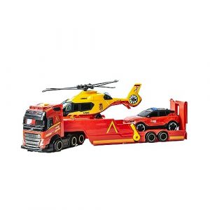 Dickie Toys Camion de Sauvetage - 40 cm - Lumière et Son - Hélicoptère et Voiture - Dès 3 Ans