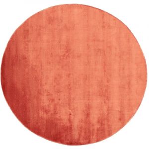 Beliani Tapis de Salon et Bureau Moderne en Soie Artificielle ⌀ 140 cm Orange Gesi II