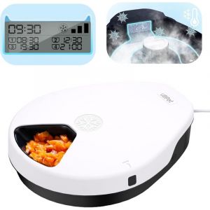 Image de Distributeur automatique de croquettes UBPET F10 pour chats et chiens, avec fonction réfrigérante, 5 repas, minuterie