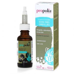 Image de PROPOLIA - Bio - Soin des oreilles pour chiens et chats - Rougeurs, démangeaisons, mauvaises odeurs - Propolis / Calendula / Tea tree - Fabriqué en France - 30 ml