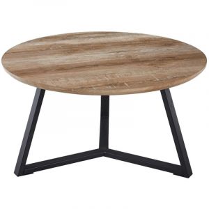 Table basse - PRICE FACTORY - PASOA - Décor chêne vieilli - Rustique - Structure métal et plateau bois