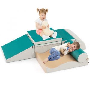 7pcs Blocs De Construction En Mousse Pour Enfants Costway-Housse En Pu-Modules De Motricité-Jouets Éducatifs 18 Mois-Pour Ramper