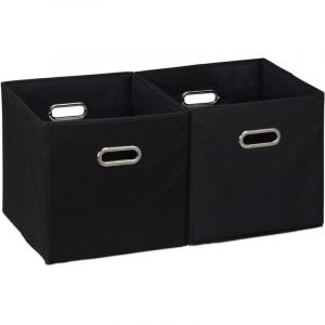 Relaxdays 4 x bo&icirc;te de rangement, panier d'&eacute;tag&egrave;re sans couvercle, caisse pliante avec poign&eacute;es, bo&icirc;te pliable, 30 cm, noire