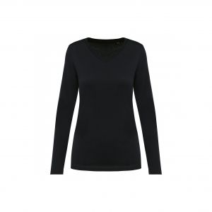 T-shirt manches longues suprima col V femme Kariban Premium