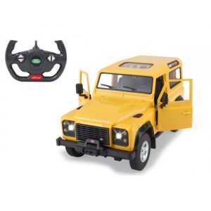 Jamara 403135 - Land Rover Defender 1:14 Porte manuelle 2,4 GHz - 11 km/h - Peinture fid&egrave;le &agrave; l'original, int&eacute;rieur d&eacute;taill&eacute;, feu de conduite LED, les portes peuvent &ecirc;tre ouvertes manuellement - Jaune