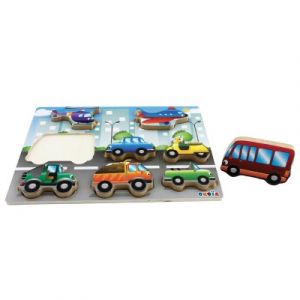 Okoia Puzzle en bois 8 pièces Véhicules