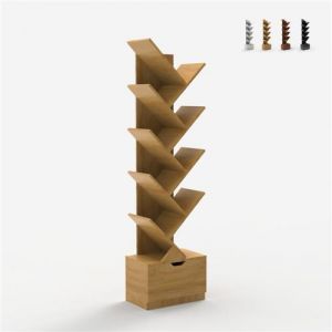 Bibliothèque 10 étagères design moderne tiroir salon bureau Treebook 150