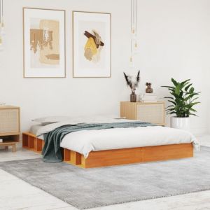 VidaXL Cadre de lit cire marron 140x200 cm bois de pin massif