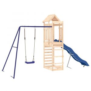 Aire de jeux d'extérieur balançoires toboggan portiques robuste jeux jardin 185 x 185 x 186 cm bois de pin massif 02_0004924