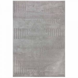 Unamourdetapis Tapis salon 160 x 230 cm, Motif G&eacute;om&eacute;trique, Gris, Laine Noble Tuft&eacute;e Main Pour Une Texture Chaleureuse Et Relief Structur&eacute;, Design Authentique