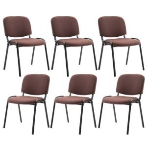 CLP Lot de 6 chaises visiteur empilables Ken en tissu marron