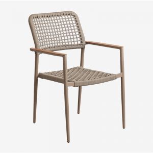 Chaise de jardin empilable avec accoudoirs en aluminium et corde tressée Nediam SKLUM Brun Moka