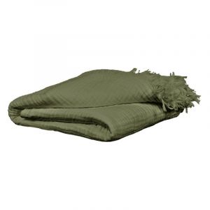Meubletmoi - Plaid 130 x 160 cm en quadruple gaze de coton vert - pepa 1