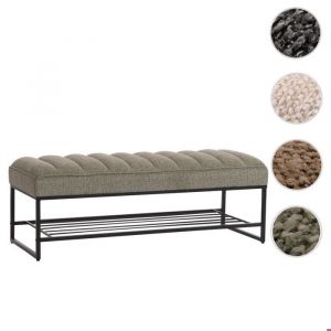 Mendler HW - Banc C-N68 avec rangement pour chaussures, banc rembourré banc de vestiaire étagère à chaussures, tissu chenille métal