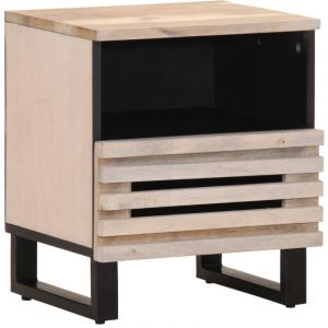VidaXL Table De Chevet 40x33x46 Cm Bois De Manguier Massif Blanchi