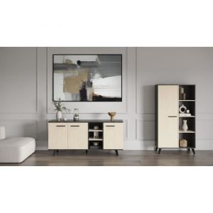 Demeyere Ensemble s&eacute;jour - Enfilade, Buffet haut, Table - kent - Chene de fil / Sidewalk