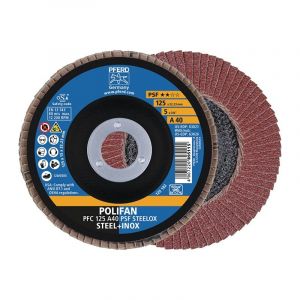 Pferd Disque &agrave; lamelles POLIFAN A PSF STEELOX D. 125 mm granulation A-40 conique acier/bois corindon normal