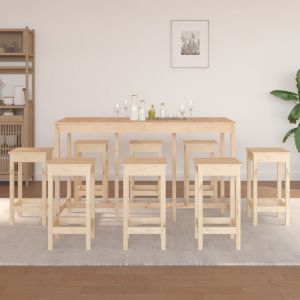VidaXL Ensemble de bar 9 pcs Bois de pin massif