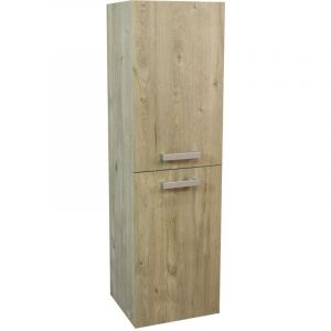 Colonne de Salle de Bain SMART - A suspendre - 2 Portes - 35cm - Finitions Bois - marron