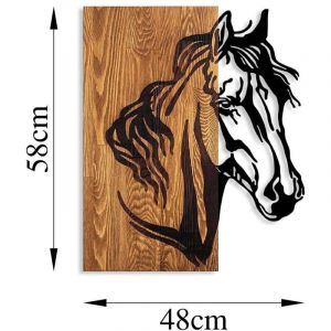 Décoration murale 48x58 cm cheval bois/métal