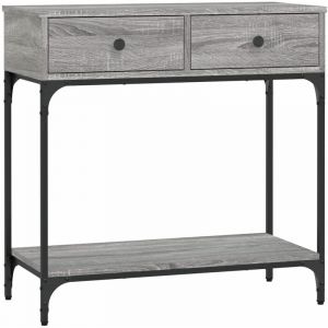VidaXL Table Console, Bout de Canapé avec Tiroirs et Étagère, Meuble de Rangement Entrée Salon Couloir, Moderne, Sonoma Gris Bois d'Ingénierie