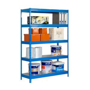 Simon Rack Étagère métallique 5 niveaux KIT BRICOFORTE 1204-5 Métal 2000 x 1200 x 400 mm Bleu / Galvanisé 447100040201245