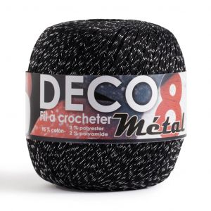 Distri Coton À Crocheter Deco 8m fil Noir (Noir Argente)