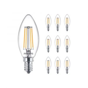 Philips Lot 10x MASTER Value LEDcandle E14 Filament Claire 3.4W 470lm - 927 Blanc Très Chaud | Meilleur rendu des couleurs - Dimmable - Équivalent