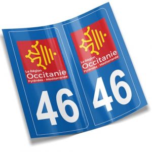 2 autocollants stickers plaque immatriculation voiture départements France