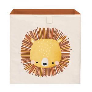 Sassi Junior Boîte de rangement carrée lion carton et polyester jaune 33 cm