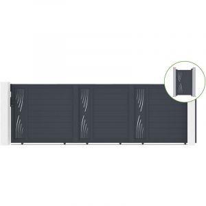 Casanoov - Portail coulissant 5m veleta H.160cm alu + portillon veleta H160 gris
