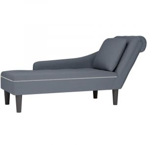 VidaXL Fauteuil long et coussin et accoudoir droit gris foncé velours