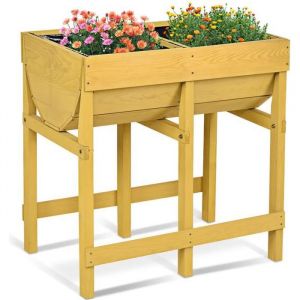 COSTWAY Jardini&egrave;re sur Pied en Bois Potager de Sur&eacute;lev&eacute;e 70x44,5x72CM Bac avec 2 Bacs de Fleur pour Balcon Terr e