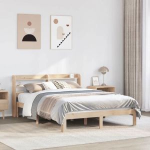 VidaXL Cadre de lit avec tête de lit 120x200 cm bois de pin massif, lit, meuble de chambre à coucher, lit en bois, lit double, cadre de lit en bois