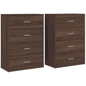 VidaXL Buffets 2 pcs chêne marron 60x31x84 cm bois d'ingénierie, armoire de rangement, meuble d'entrée, meuble d'appoint 3276587