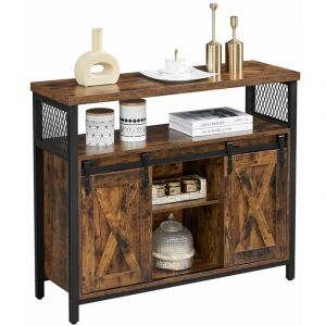 Image de Songmics VASAGLE Buffet de cuisine - 100 x 33 x 80 cm - Style industriel - Marron Rustique - LSC092B01