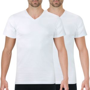 Athena Lot de 2 tee-shirts col V en coton blanc