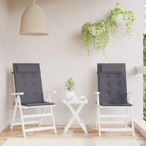 VidaXL Coussins de chaise à dossier haut lot de 2 anthracite