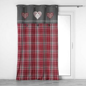 Ligne decor Rideau à Œillets 140 x 240 cm Coton Tissé – Motif Cœur & Pompons Sweet Heart